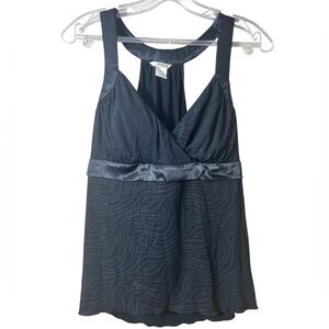 Studio Y Black Sparkle Satin Trim Blouse XL – Y2K Party Top Glam Night Out